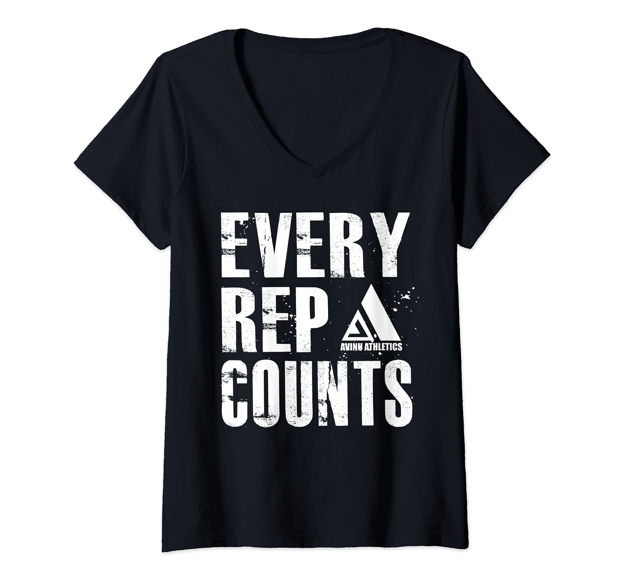 Womens Avinu Athletics - Every Rep Counts - Inspirational Fitness V-Neck T-Shirt