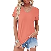 WIHOLL Summer Tops for Women Scoop Neck Basic Tees Short Sleeve Casual T-Shirts Loose Fit