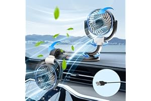 Nauttxon Dual Head Car Fan USB Fan for Car, Car Fan 3 Speed Control USB Powered Fan, Car Cooling Fan for Dashboard SUV RV Truck Sedan Home Office -USB