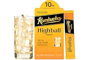 TEAZEN Highball Flavored Cocktail Mixers, Mocktail Drink Mixers, Electrolyte & Hydration Drink Mix, Sugar Free, Low Calorie, Prebiotics, 10 Sticks, 1.76oz