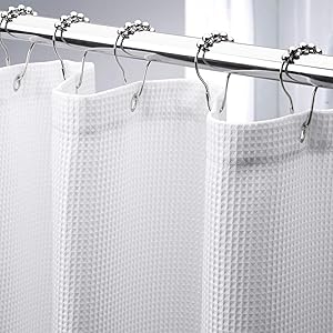 AmazerBath Waffle Shower Curtain, Heavy Duty Fabric Shower Curtains with Waffle Weave Hotel Quality Bathroom Shower Curtains, 72 x 72 Inches