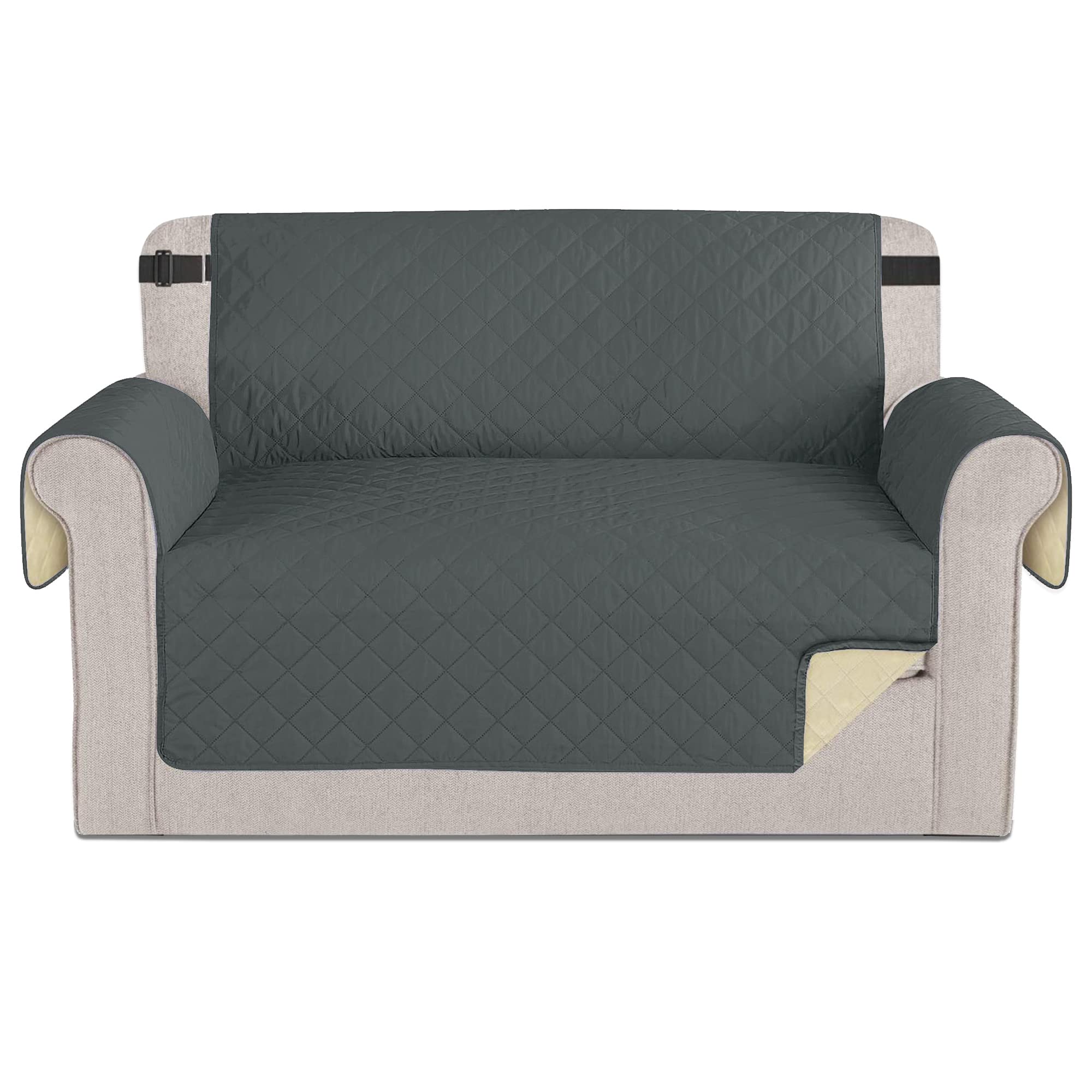 Time to Sparkle 1Pack Sofa Cover 2 seater Sofa Slipcover Reversible Sofa Cover Water Resistant Couch Cover with Foam Sticks Elastic Straps Furniture Protector for Kids, Dogs, Pets - Grey
