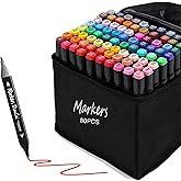 Alcohol Markers, 80 Colors Dual Tip Art Markers For Adults, Coloring Painting School Supplies Sketch Drawing Marker For Students Drawing and Coloring