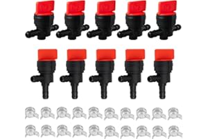 CLSR2U 1/4" Inline Fuel Shut Off Valve and 90 Degree Cut Off Valve, Straight Gas Valve with Clamps, Compatible with BS 494768, 493960, 698183, 697947, 698181, 5019H, 5019K, 10 Pack