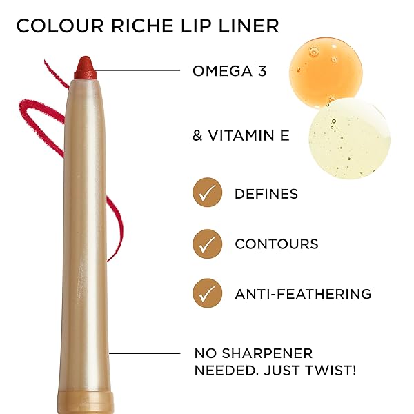 L’OREAL PARIS COLOUR RICHE LIP LINER PENCIL, CREAMY LIP LINER WITH OMEGA 3 AND VITAMIN E, 751 ETERNAL MAUVE (WARM BERRY PINK)