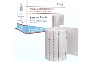 Areza Medical Surgical Tape - Cut with Scissors - Retention Tape - Securing Wound Dressings & Medical Catheters, Tubes, Lines, & Devices - 4" x 11 Yards, One Roll