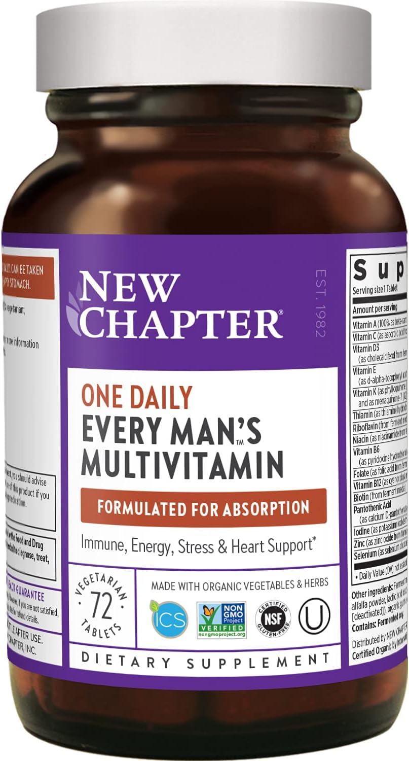 New Chapter Men’s Multivitamin + Immune Support – Every Man’s One Daily with Fermented Nutrients - 72 ct: Health & Personal Care