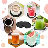 Yafe 8 Pcs Black Coasters Silicone Thick 0.5cm Round 10x10cm Bar Mats view 7