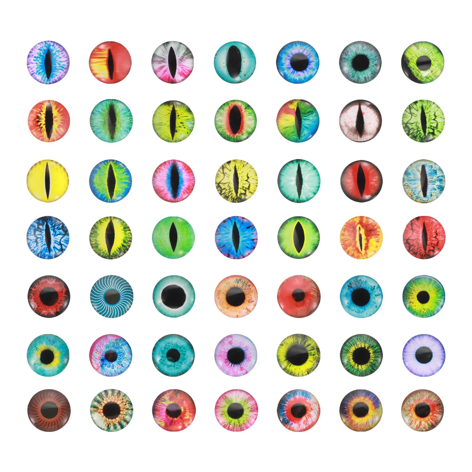 PATIKIL 14mm Dragon Eyes, 100 Pcs Round Glass Eyes Animals Crochet Eyes for Clay Doll Making Craft DIY Findings Jewelry Making, Mix Colors