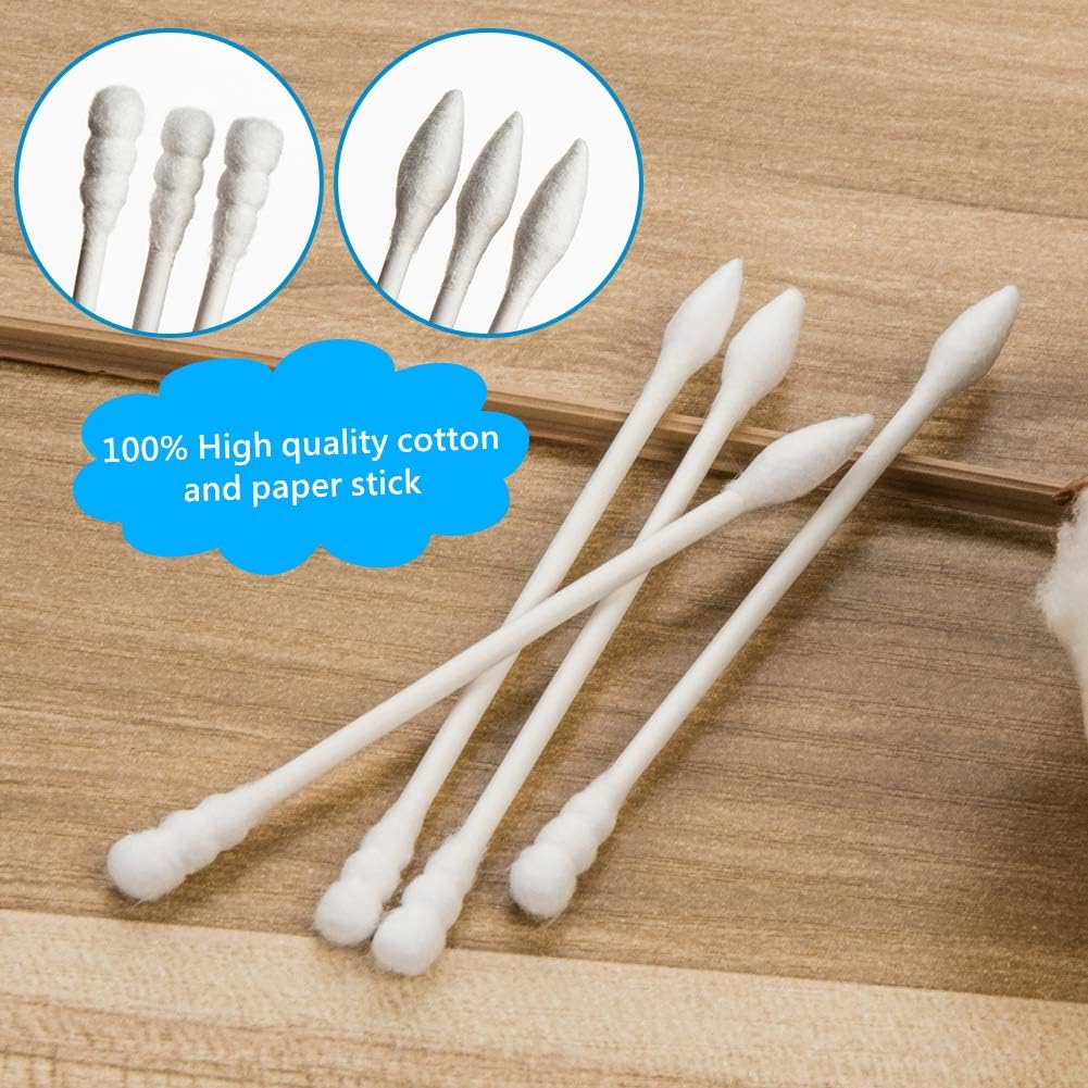 JASINCESS 500 Count Cotton Buds Natural Double Tipped Cotton Buds with Paper Sticks Multifunctional Sanitary Buds Paper packaging (Paper Stick/Pointed+Spiral Head) - Image 4