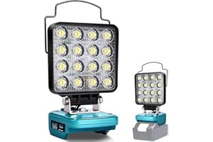 FIIHIO Portable LED Work Light for Makita 18V Battery-Cordless Handheld Flood Lights Applicable to Job Site Lighting-48W 3400LM with USB & Type-C Charging Port and Low Voltage Protection（2 Modes）