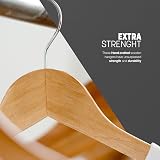 KEPLIN Strong Walnut Wood Hangers 360° Hook, Round Trouser Bar, Notches (20 view 4