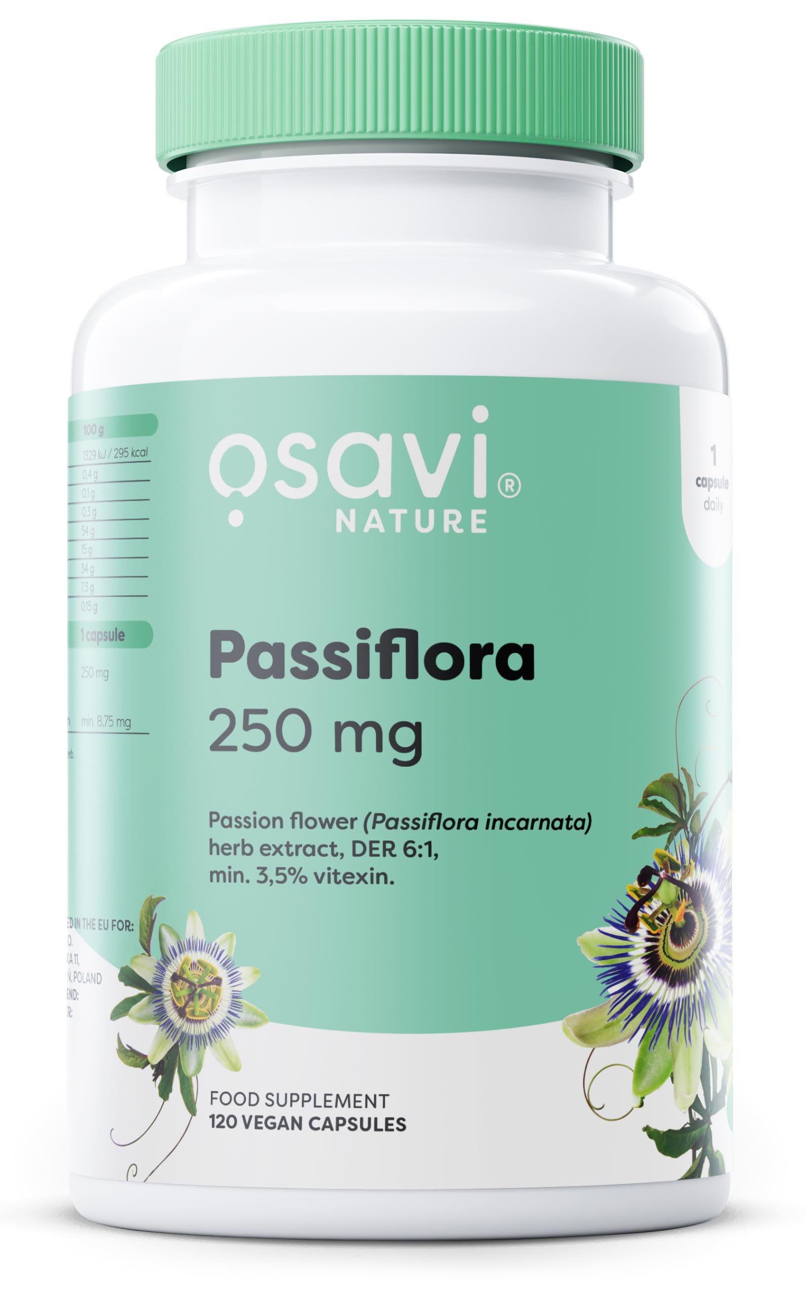 Osavi Passiflora 250 mg – 120 Vegan Capsules | Standardized Passion Flower Extract for Relaxation & Sleep Support | Helps with Mental Tension & Anxiousness