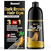 Dark Brown Hair Dye Shampoo 3 in 1 with Herbal Natural Ingredients, Hair Color Shampoo for Women or Men for Instant Gray Hair Coverage, Lasting 30 Days, Champu Para Canas Mujer, Ammonia Free (500ml)