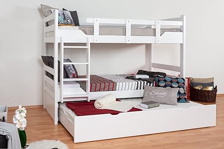 Etagenbett für Erwachsene'Easy Premium Line' K12/h inkl. Liegeplatz und 2 Abdeckblenden, Kopf- und Fußteil gerade, Buche Voll