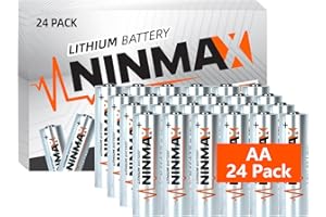 NINMAX® Lithium AA Batteries 24 Pack, 3500mAh 1.5V Longest Lasting Bulk Pack Double A Battery for High-Drain Devices【Non-Rechargeable】