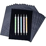 200 Sheets Carbon Paper Black Graphite Paper Transfer Tracing Paper and 5 Pieces Ball Embossing Styluses for DIY Woodworking,
