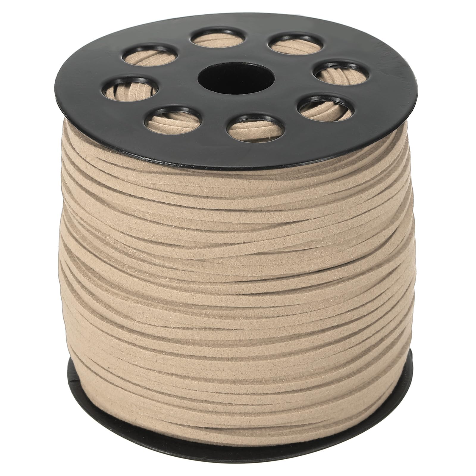 PATIKIL Suede Leather Cord 2.5mm 98 Yard, Faux Suede Cord Flat Leather String with Roll Spool for Necklace Bracelet Beading Jewelry Making, Khaki