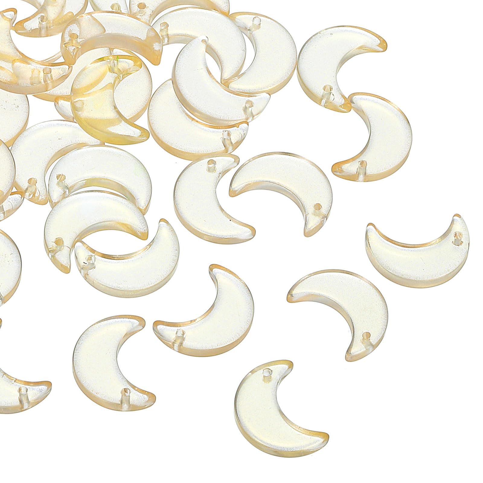 PATIKIL 100 Pcs Clear Yellow Glass Moon Crescent Crystal Beads, 16x11mm, DIY Jewelry Making