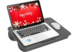 LAPGEAR Original Lap Desk – Large (17.9” x 13”) | Fits Up to 17.3” Laptops | Cushioned with Device Ledge, Pencil Tray & Handle | Portable & Lightweight | Charcoal – Style No. 45155