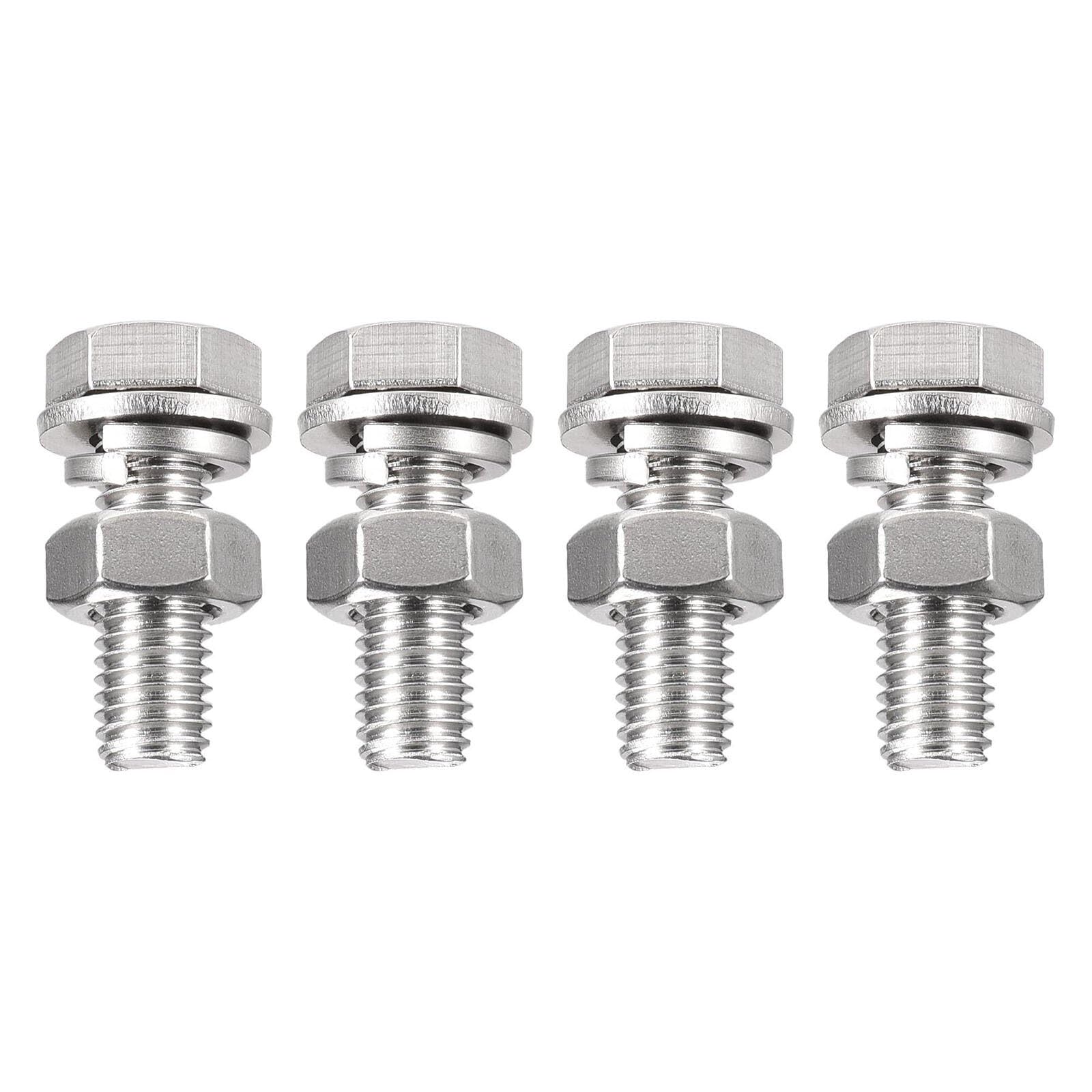 TA-VIGOR 4Pcs M10 x 30mm Hex Head Screws Bolts, Nuts, Flat & Lock Washers Kits, Fully Thread Hexagon Bolts, High Tensile Cap Screws for Metal Work, Automotive Machinery, Bike Motorcycles Repair