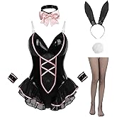 FCCAM Bunny Costume Adult Womens Bunny Bodysuit One Piece Halloween Cosplay Suit