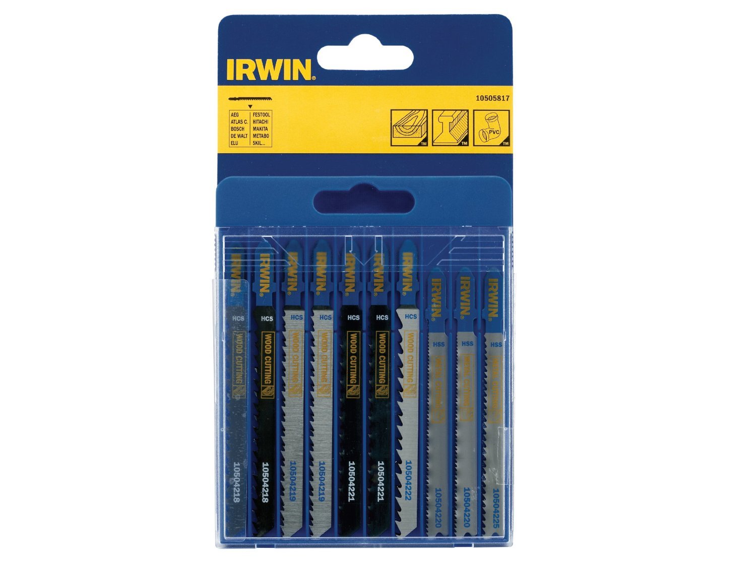 Irwin 10505817 Assorted Jig Saw Blade Set, 10 Pieces