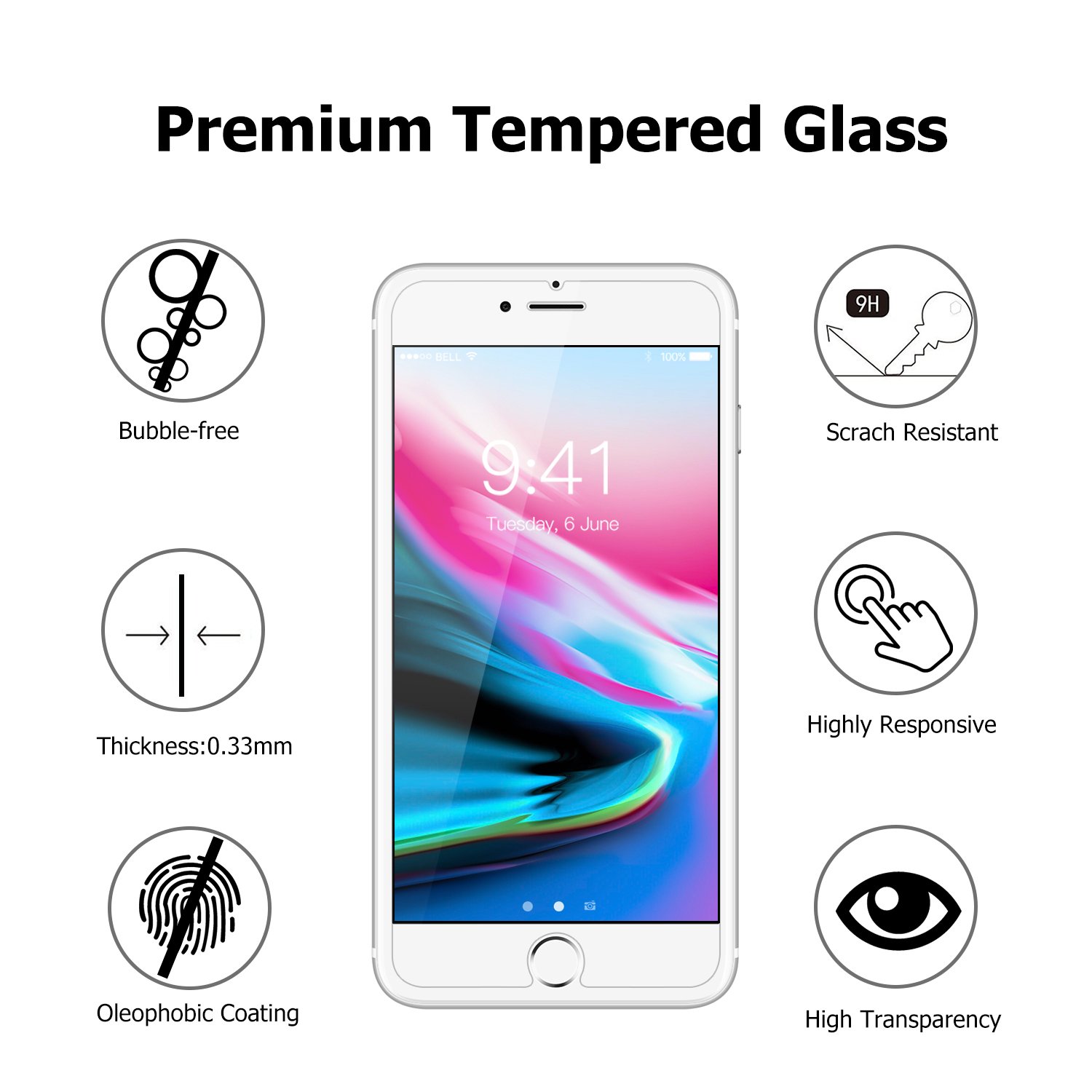 iPhone 7 Plus Screen Protector, ACEKIN Tempered Glass Screen Protector for Apple iPhone 7 Plus 8 Plus 6 Plus 6s Plus 2 Pack