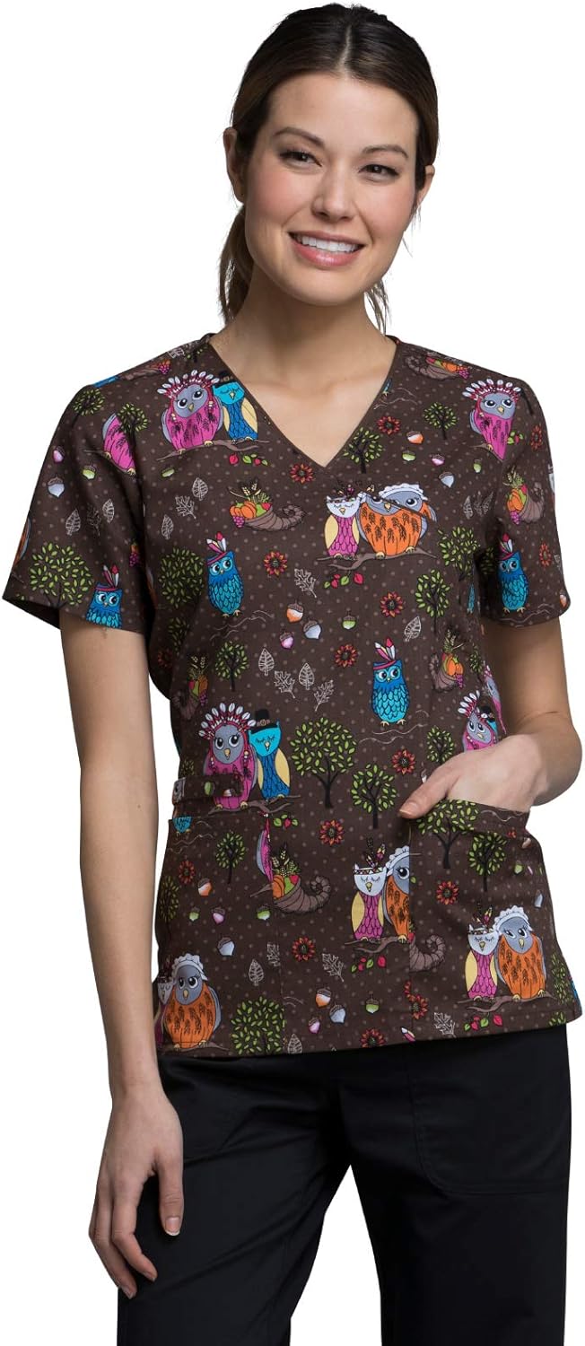 CHEROKEE Autism Awareness Mock Wrap Scrub Top CK614 Amazon.co.uk Clothing