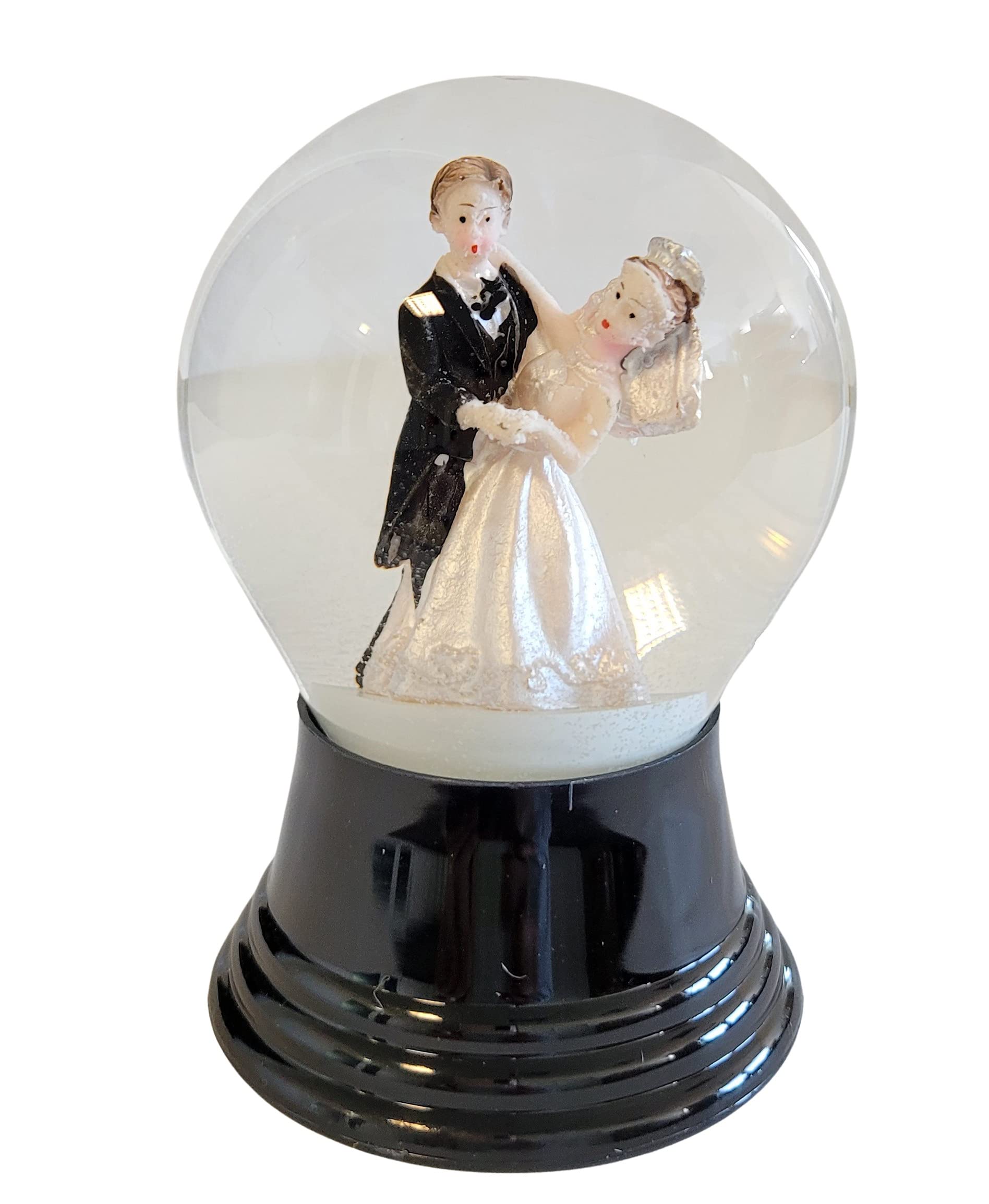 Real Glass Snow Globe - Almost Like Real Snow - Wedding Couple Design - 8cm — image 1
