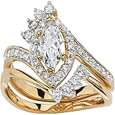 Palm Beach Jewelry PalmBeach Yellow Gold-Plated Marquise Cut Cubic Zirconia Bridal Ring Set Sizes 6-9