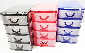 4 Drawer Mini Plastic Storage Unit Desk Top Small Storage Office