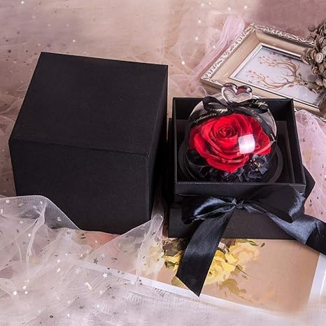 Amazon Zyzryp ガラスの中に永遠の花バラは Ledライトバレンタインデーのギフト誕生日結婚式休日のプレゼントで新鮮なドライフラワーをプリザーブド 色 Eternal Rose And Box プリザーブドフラワー オンライン通販