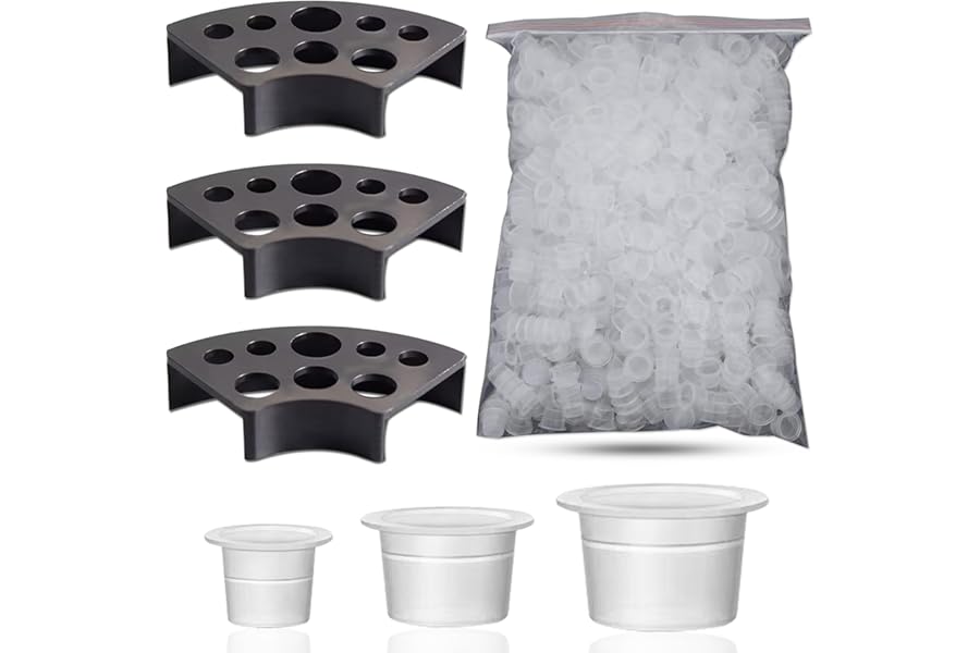 303Pcs Tattoo Ink Caps Kit – Emalla 3Pcs Black Tattoo Ink Cups Holder with 300Pcs Tattoo Ink Caps 100 Small 100 Medium 100 Large Tattoo Ink Cups Tattoo Ink Container Tattoo Kit Tattoo Supplies