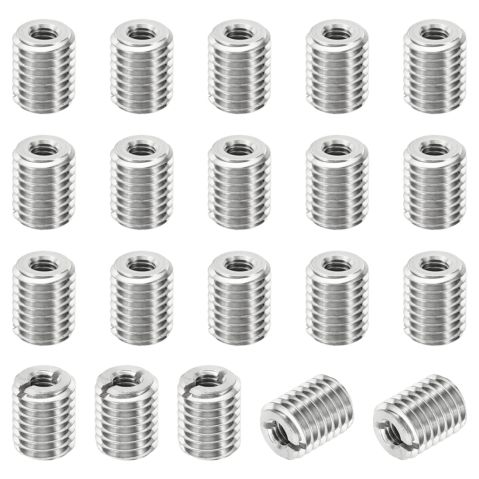 PATIKIL Thread Adapters Sleeve Reducing Nut, 20 Pcs M12x1.75 Male to M6x1 Female Repairing Insert Nut Screw Reducer Stainless Steel Fastener 15mm