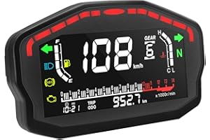 Hlsicnalm 1Set Motorcycle Digital Dash Digital Panel LED LCD Speedometer Odometer 1,2,4 Cylinders Black