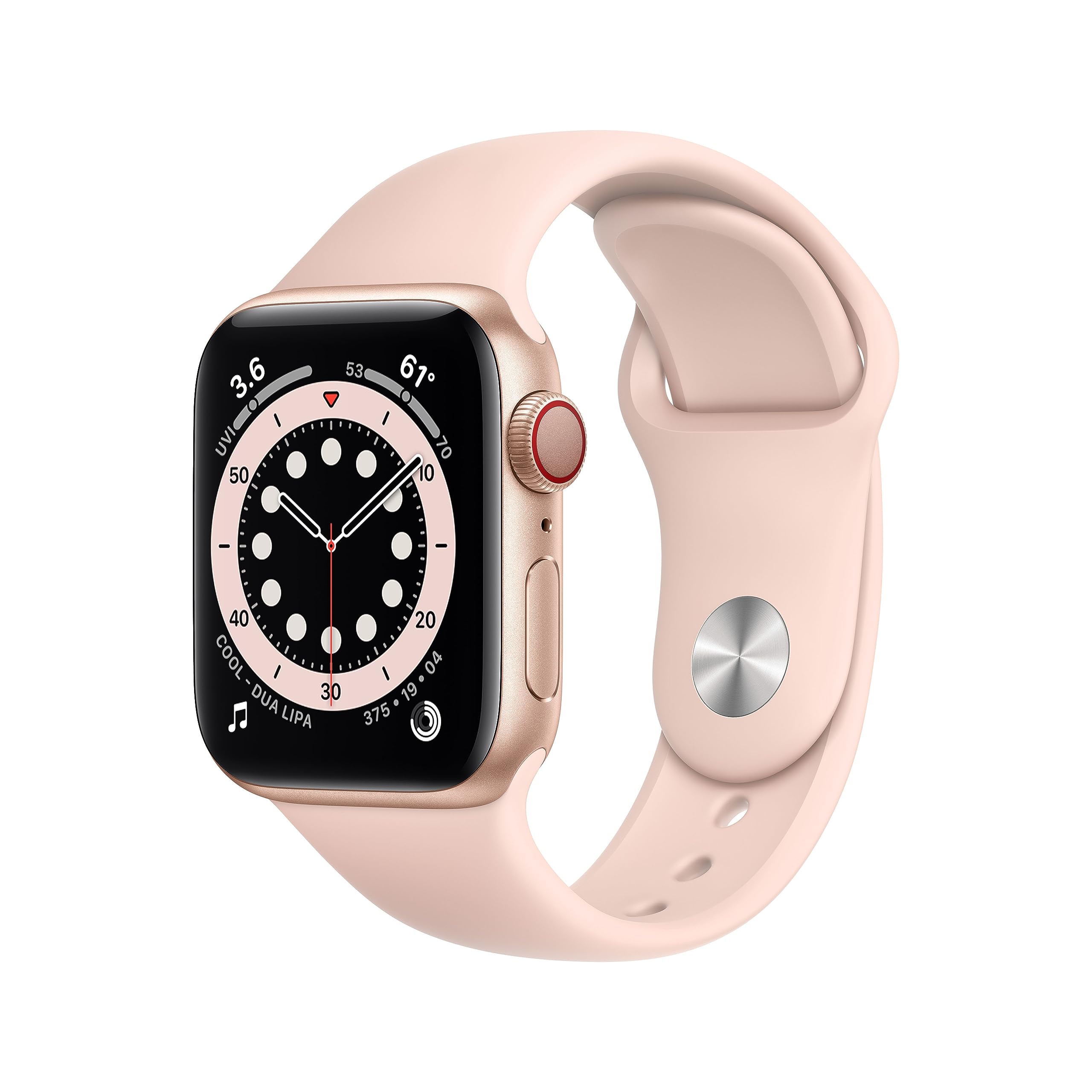 Apple Watch Series 6 GPS + Cellular, 40mm Gold Aluminium Case with Pink Sand Sport Band - Regular
