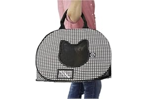 Necoichi Stress-Free Cat Travel Carrier Collapsible Gray White for 2 Cats, for Indoor Cats Small Medium Large Cats(Black)