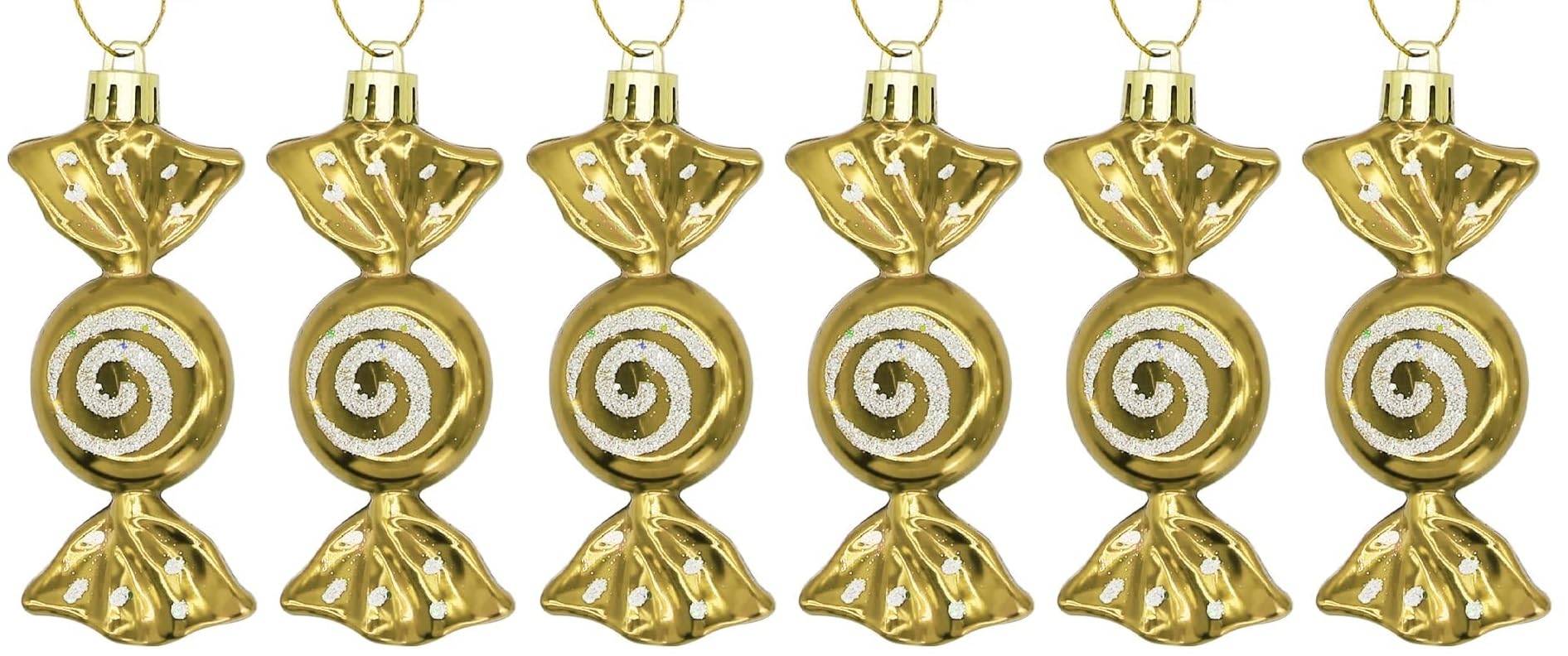 UKDeals Direct UKDD® Christmas Candy Decoration Candy Props Christmas Tree Hanging Ornament Candy Baubles 6pcs (Gold)