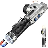 Yemao Rechargeable Tactical Flashlights 1600 High Lumens 2 Light Sources,6 Modes,90 Degree Rotating,Waterproof Working Light with Magnetic Base for Home Emergency,Outdoor,Camping,Shop