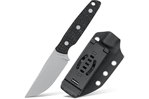 Vosteed Mink Fixed Blade Knives - 3.33’’ Nitro-V Blade with Sheath, Full-Tang Black Micarta Handle - EDC Knife Great for Outdoor Camping Hunting - D0101