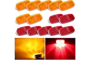 VINAUO Trailer Marker LED Clearance Lights, 14X Double Bullseye 7 Red & 7Amber 12 LED Side Marker Light Indicator 4x2 Inch Ti
