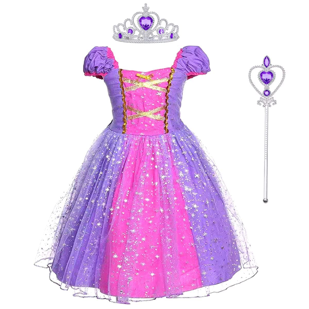 Discoball Princess Girls Costumes World Book Day Cosplay Party Fancy dress for Girl Princess Dresses for Festival Pageant Carnival Halloween