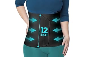 QORE LOGIQ Plus Size Abdominal Binder Post Surgery - C Section Belly Binder, Postpartum Belly Band, Adjustable 12" Compression Wrap for Stomach & Hernia Belt, Black 4XL