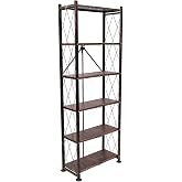 Origami 6-Tier Foldable Storage Shelves, Heavy Duty Shelving Rack Unit with Wheels, Bronze