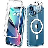 BANLEA Magnetic for iPhone 13 Case, [Design for MagSafe] Built-in Screen Protector, with Camera Lens Protector, Full Body Shockproof Protective Bumper Phone Case 6.1 Inch - Clear