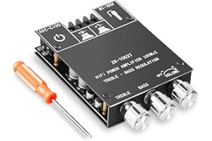 Daakro ZK-1002T Bluetooth Amplifier Board,100W+100W 2.0 Channel Amp Board with Treble/Bass Control,DC 12-24V, Bluetooth and AUX Inputs, Audio Amp Board for Home DIY Wireless Speakers, Password Free