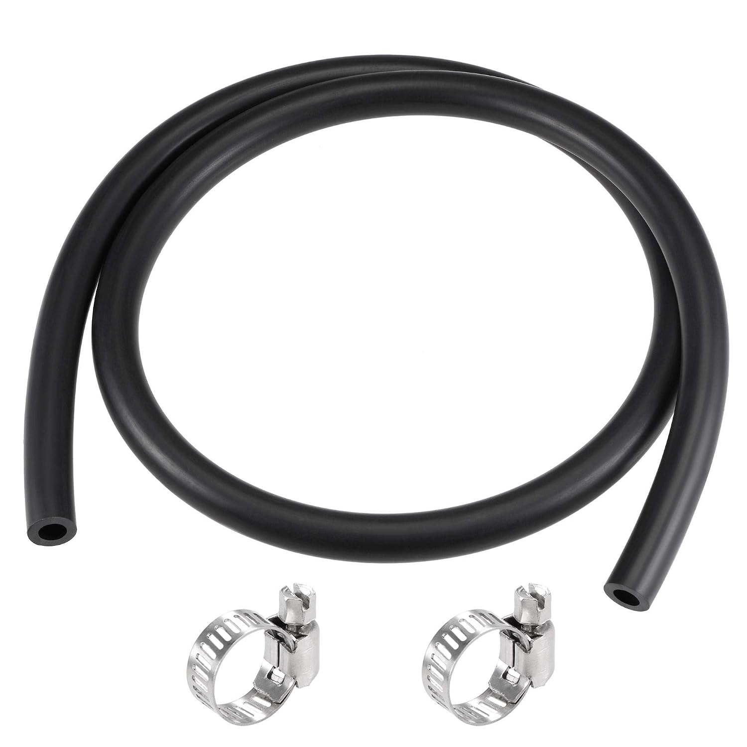 sourcing map Lubricating Oil Hose 8mm ID 14mm OD 3.3ft Rubber Water Hose Black, 2 Clamps, 8mm x 14mm