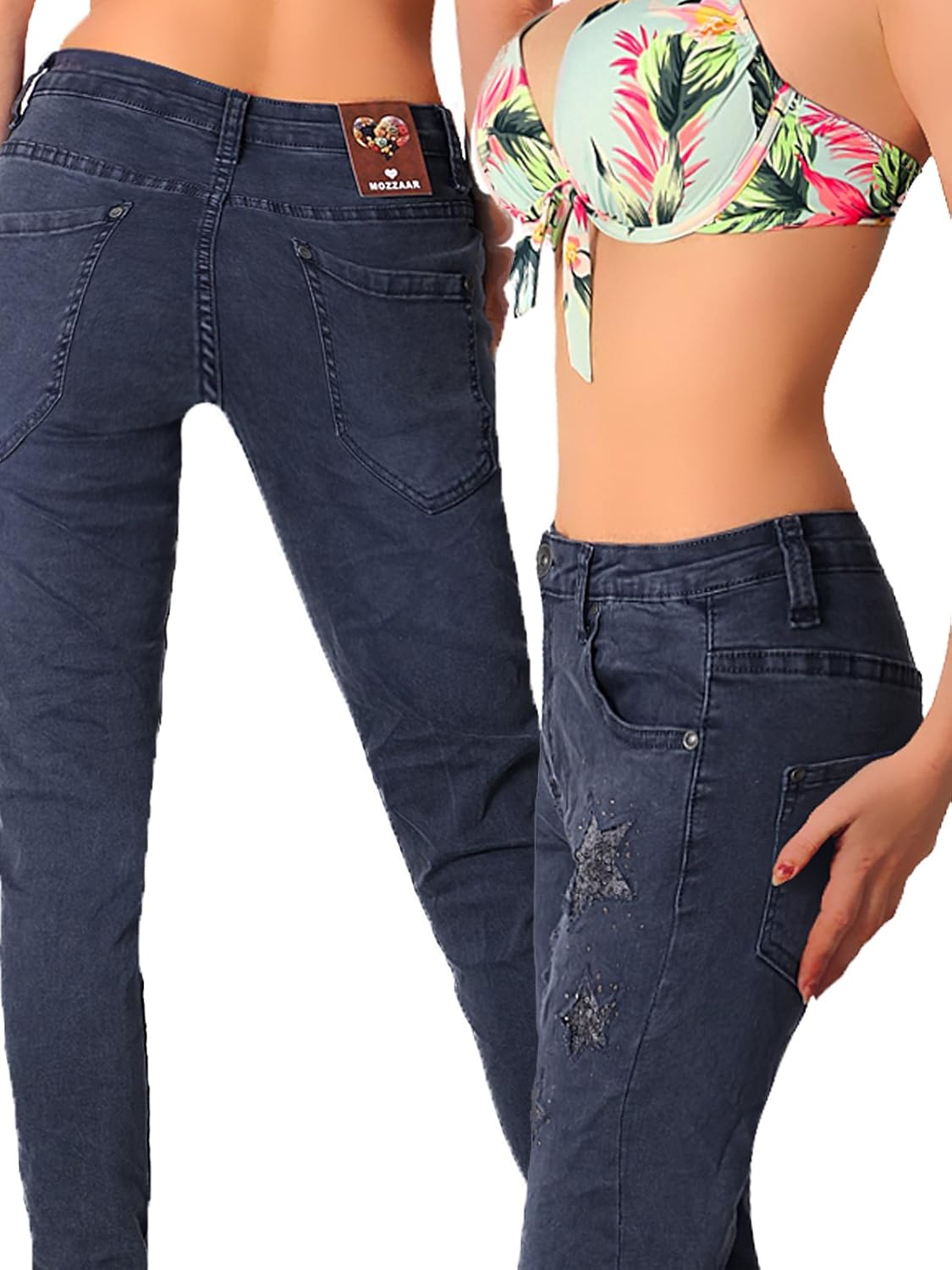 Mozzaar Women's Jeans Grey Dark Grey Grey 12 Amazon.co.uk Clothing