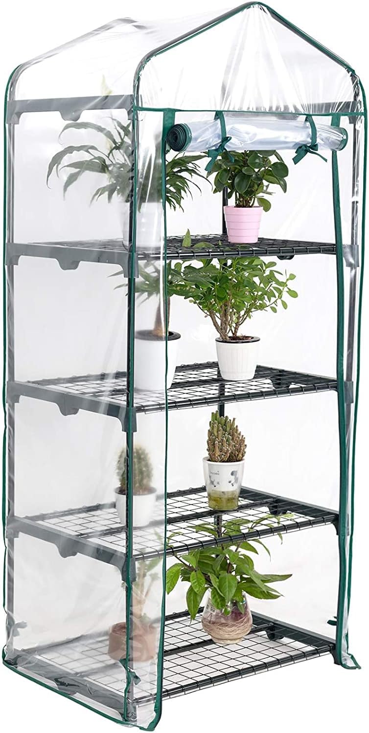 RAM 4 Tier Walk In Greenhouse Compact Grow House with Roll Up Door